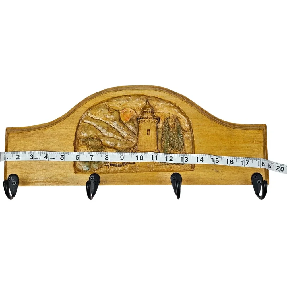 Vintage Lighthouse Scenic Wood Wall Mount Key Holder‎ Rack Hooks Coastal Decor